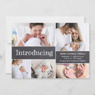 Anpassad fotokollage som presenterar bebisens föde meddelande