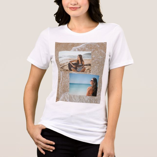 Anpassad fotokollage T-shirt | Strand semester (Framsida)