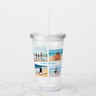Anpassad fotokollageakryl Tumbler med text Take Away Mugg