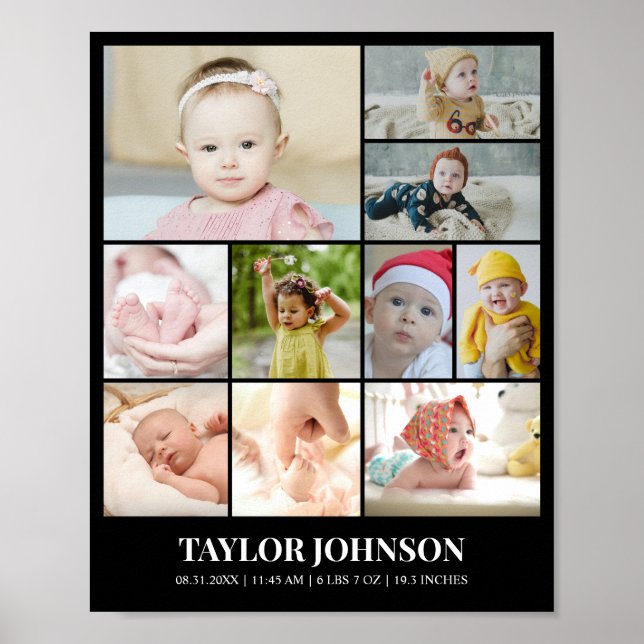 Anpassad fotokollagegrid 10 bilder 8x10 16x20 poster (Framsidan)