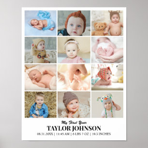 Anpassad fotokollagegrid 12 bilder 11x14 22x28 poster