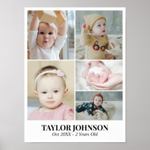 Anpassad fotokollagegrid 5 bilder 18x24 12x16 poster