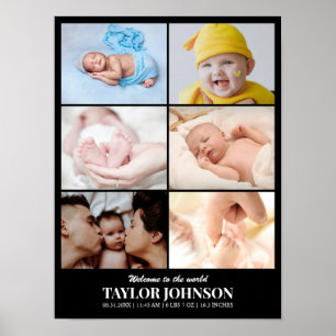 Anpassad fotokollagegrid 6 bilder 12x16 18x24 poster