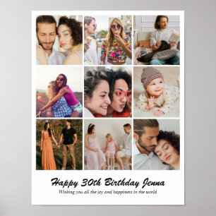 Anpassad fotokollagegrid 9 bilder 11x14 22x28 poster