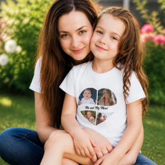 Anpassad fotokollagehjärta flickor t-shirt | DP7