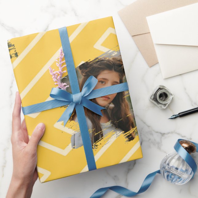 Anpassad fotomal grekisk inspiration gul presentpapper (Gifting)