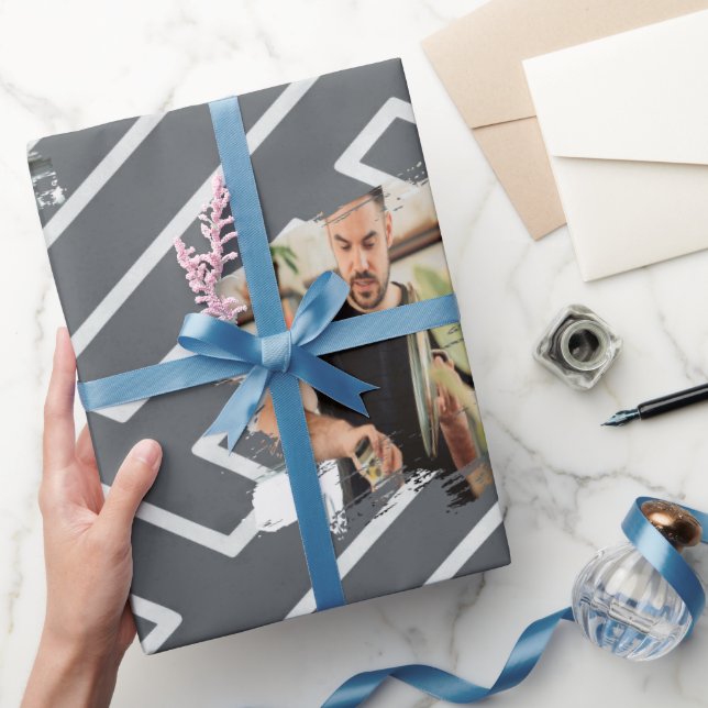 Anpassad fotomal grekisk inspiration silver presentpapper (Gifting)