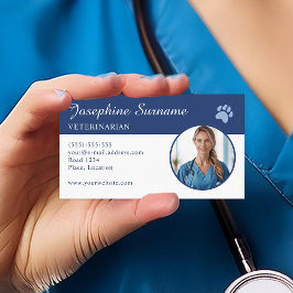 Anpassad fotomall för veterinär med blå tass visitkort