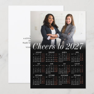 Anpassad fotominimal svart kalender 2027 Företag Julkort