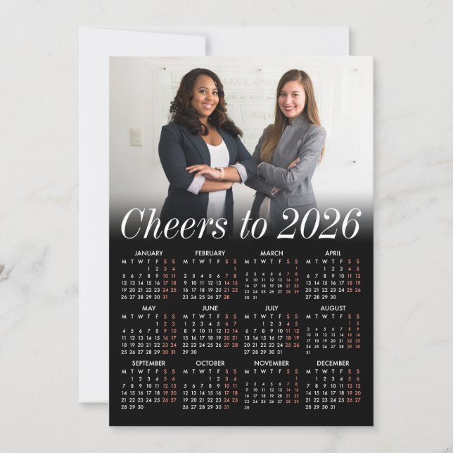 Anpassad fotominimal svart kalender 2027 Företag Julkort (Framsida)