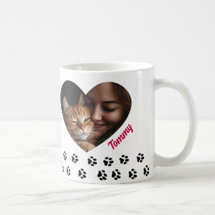 Anpassad fotomugg Hjärtformad bild av tassavtryc Kaffemugg