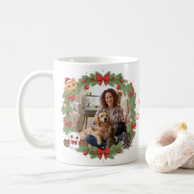 Anpassad fotomugg julpresent för kattälskare kaffemugg (Med munk)