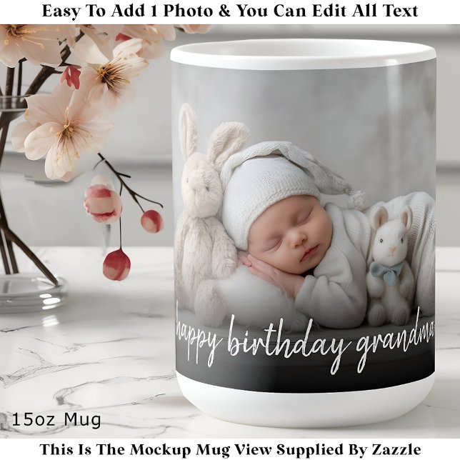 Anpassad fotomugg Mormor, Modern Enkel Fotografi E Kaffemugg (Skapare uppladdad)