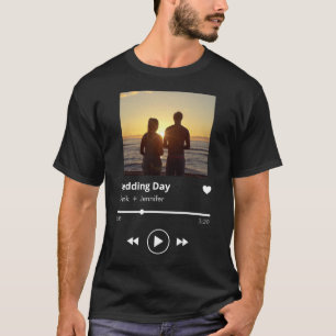Anpassad fotomusikspellista för par Bröllop T Shirt