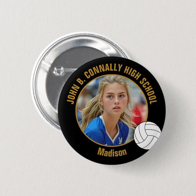 Anpassad foton av volleybollspelare för High Schoo Knapp (Framsida & baksida)