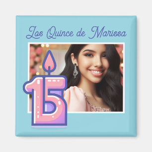 Anpassad fotonamn 15-årsfirande Flicka Quinceañera Magnet