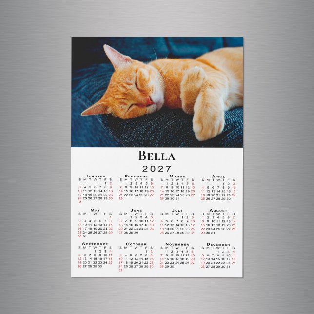 Anpassad fotonamn 2027 Kalendermagnet (Custom Photo Name 2027 Calendar Magnet in situ)