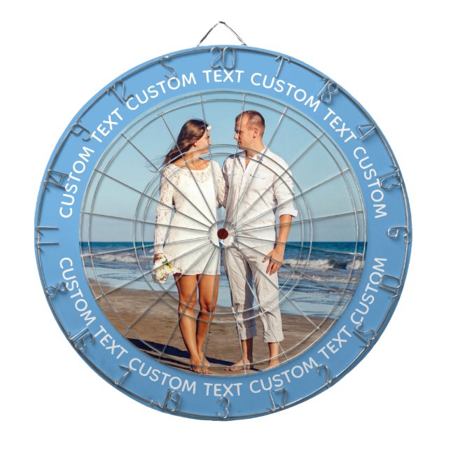 Anpassad fotopilkastskiva & text - NAVY BLÅ ram Darttavla (Framsidan)
