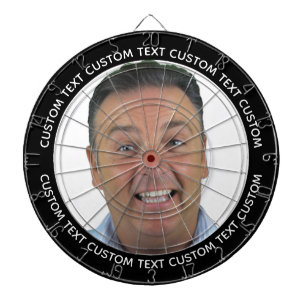 Anpassad fotopilkastskiva & text - SVART ram Darttavla