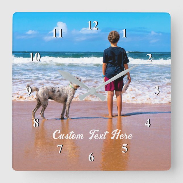 Anpassad fotoplockning med anpassad text fyrkantig klocka (Framsida)