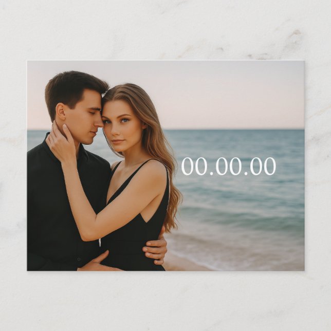 Anpassad fotospostkort för "Save the Date" Meddelande Vykort (Framsida)