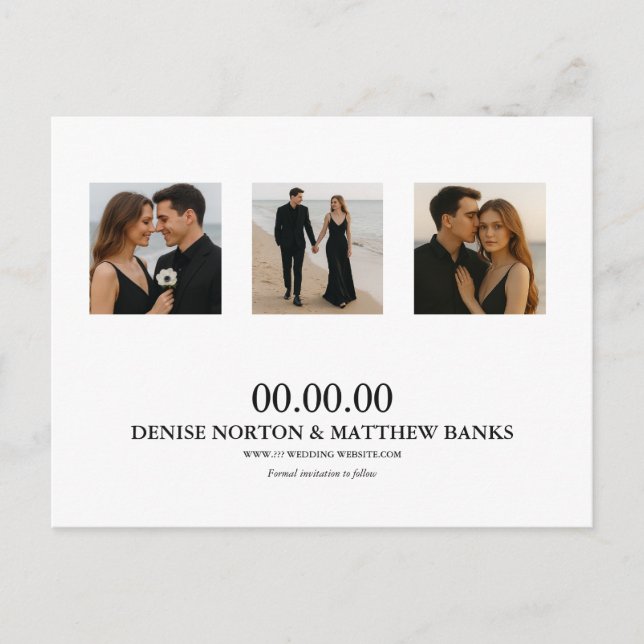 Anpassad fotospostkort för "Save the Date" Meddelande Vykort (Framsida)