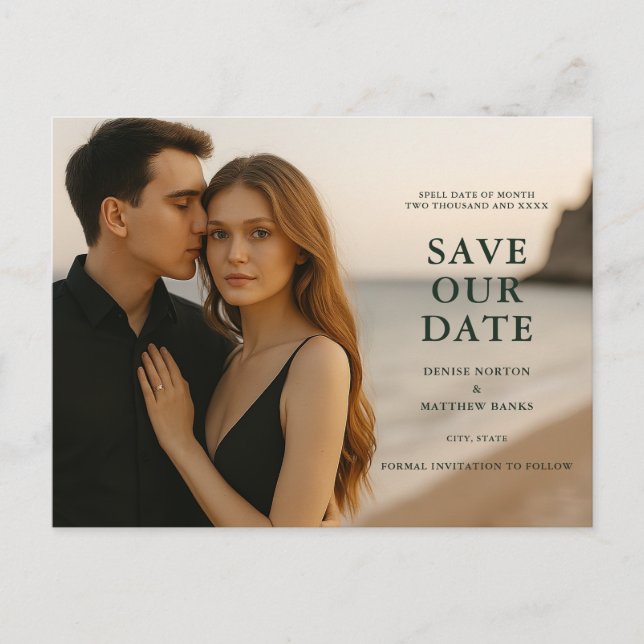 Anpassad fotospostkort för Save the Date Meddelande Vykort (Framsida)