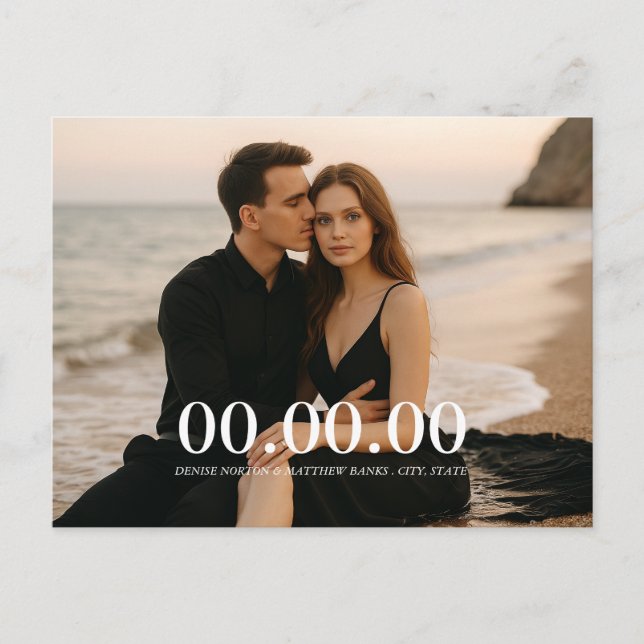 Anpassad fotospostkort för "Save the Date" Meddelande Vykort (Framsida)