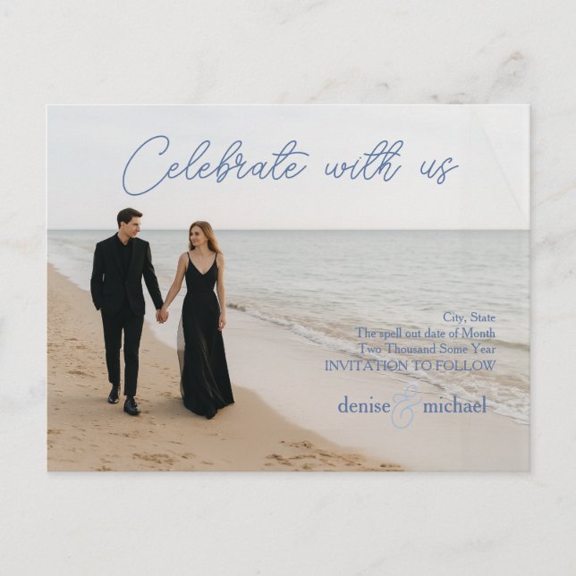 Anpassad fotospostkort för "Save the Date" Meddelande Vykort (Framsida)