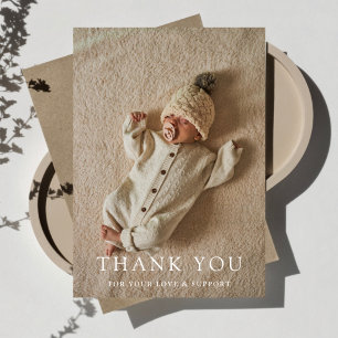 Anpassad fototackkort för baby shower   Minimal Ch Tack Kort