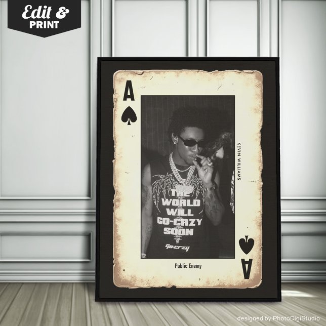 Anpassad fototeenager Väggkonst, Poker Spader Ess Poster (Custom Photo Teen Wall Art, Poker Ace of Spades Poster)