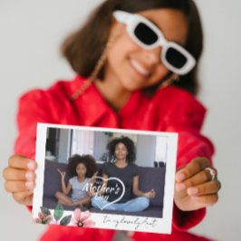 Anpassad fototext Blommig Glad mors dag moster Helgkort