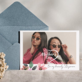 Anpassad fototext Blommig Glad mors dag styvmamma Helgkort