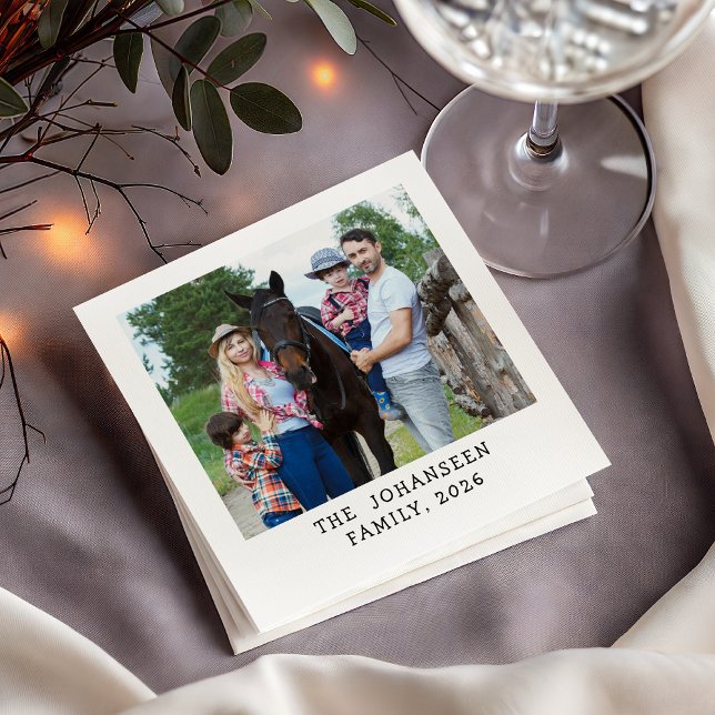Anpassad fototext med familjenamn pappersservett (Skapare uppladdad)