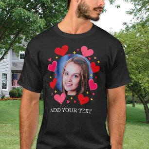 Anpassad fototext Röda kärlekshjärtan Personlig T Shirt