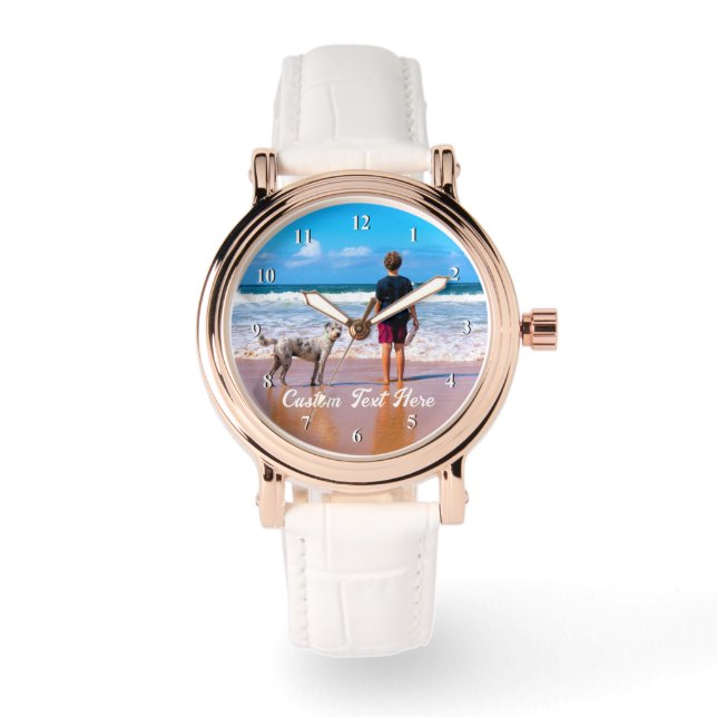 Anpassad fototexturklocka Dina Favoritbilder Armbandsur (Framsida)