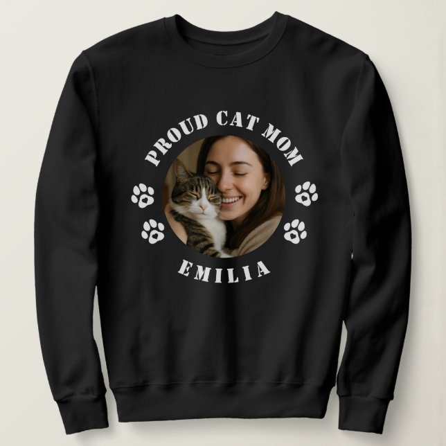 Anpassad fototräja för stolt kattmamma t shirt (Design framsida)