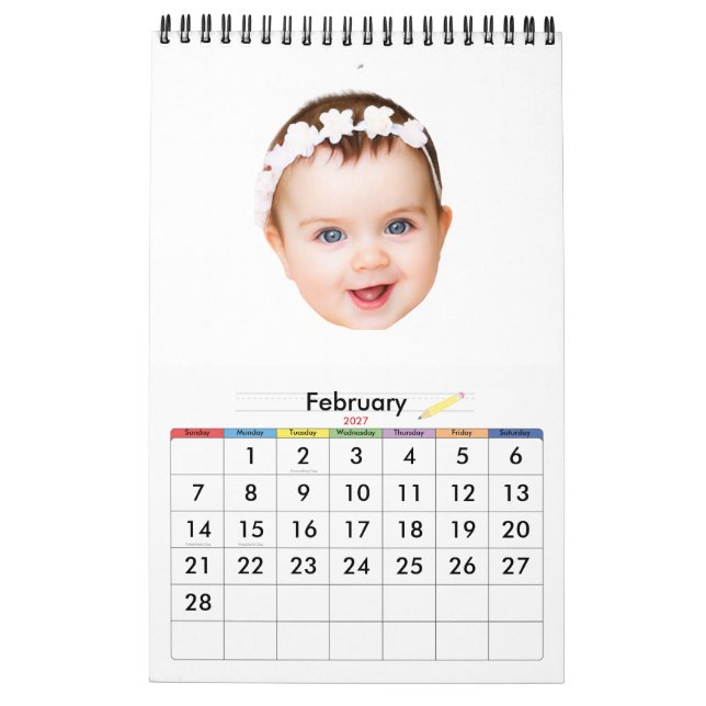 Anpassad fotoväggkalender 2026 Alla månader utskri Kalender (Feb 2027)