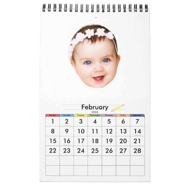 Anpassad fotoväggkalender 2026 Alla månader utskri Kalender (Feb 2026)
