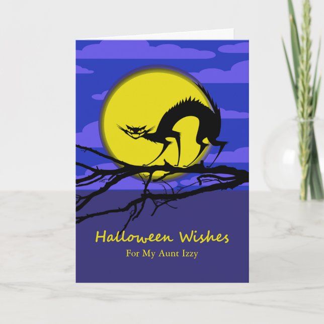 Anpassad framsida Halloween till faster, katt på g Kort (Framsida)