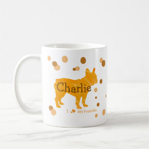 Anpassad fransk bulldog foto och namn prickmönster kaffemugg
