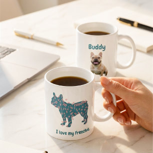 Anpassad fransk bulldog-fotografi Jag älskar min F Kaffemugg