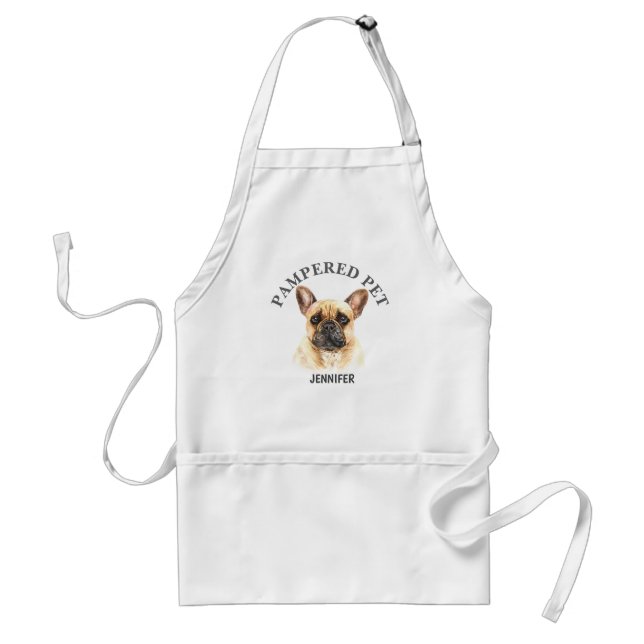 Anpassad Fransk Bulldog Pet Groomer Apron Förkläde (Framsidan)