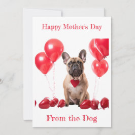 Anpassad fransk Bulldog Red Heart halsband Mor Dag Julkort