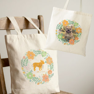 Anpassad fransk bulldog-totebag – Pastellorange bl Tygkasse