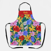 Anpassad Frida Kahlo målade blommor Apron