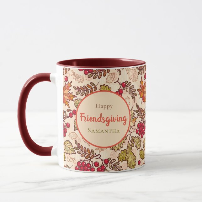 Anpassad Friendsgiving höstlöv och bärdesign Mugg (Vänster)