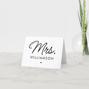 Anpassad Fru Est. Modern Elegant Skrift Nygift Helgkort