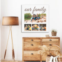 Anpassad fyrfamiljs fotokollage med elegant skrivs
