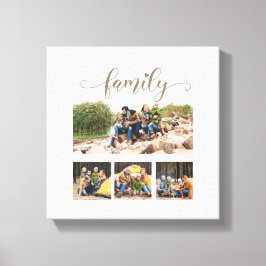 Anpassad fyrfamiljs fotokollage med söt, dekorativ canvastryck